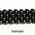 7A Grade Natural Black Agate Round Loose Beads for DIY Jewelry Making Accessories - 4mm (Approx. 90 pcs/strand) / 7A Black Agate