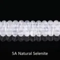 Perline rotonde in selenite bianca naturale 5A con forte effetto occhio di gatto DIY - Grado 5A Confezione 6mm / Bianco
