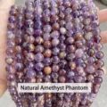 Perles de quartz fantôme violet naturel de 8mm pour la création de bijoux DIY cadeaux - 10mm (37 Pièces/Paquet) / Quartz Fantôme Violet Naturel