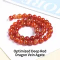 Perle tonde in agata vena di drago rosso scuro per creazione gioielli fai da te - 4mm (circa 90 pezzi) / Agata Venata di Drago Rosso Scuro Ottimizzato