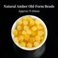 Perles en ambre de cire d'abeille naturelle jaune premium environ 9-10mm pour bijoux DIY - Perle d'Ambre de Style Ancien Naturelle / 9-10mm (Pièce Unique)