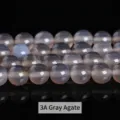 Premium 3A grade natural grey agate round loose beads for DIY jewelry making and crafts - 4mm (Approx 90pcs) / Grade 3A Gray