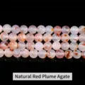 Natural red grass flower agate semi-precious loose beads for DIY handmade jewelry crafts - 4mm (Approx 90pcs) / Natural Red Grass Flower Agate