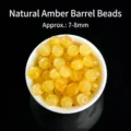 Perles de cire d'ambre jaune naturel 7-8mm pour la création de bijoux DIY à la main - Perle d'Ambre de Style Ancien Naturelle / 7-8mm (Pièce Unique)