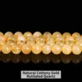 Natural 8mm golden rutilated quartz round loose beads for DIY jewelry making projects - Natural Golden Rutilated Quartz (Lightly Waxed) / 10mm approx 37pcs