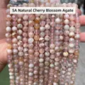 High quality natural pink Sakura Agate round loose beads for DIY jewelry making - 5A Natural Cherry Blossom Agate / 8mm approx 47pcs