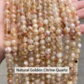 Brins de perles en quartz fantôme jaune naturel grade 1A pour création de bijoux - 1A Cristal de tour jaune naturel / 6mm Paquet