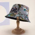 Modischer patchwork bedruckter Fischerhut für Damen, wendbarer lässiger Sonnenschutz Hut Detail. - 18