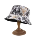 Stylish reversible floral print bucket hat with wide brim for sun protection and summer travel - Adult 55-58cm / Grey Orange Leaf Print Style (1) / Grey Orange Leaf Print