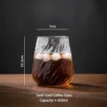 Tazza da caffè in vetro trasparente con texture a spirale, bicchiere da 420ml capacità. - 401-500ml / Bicchiere in vetro stile ghiacciaio (basso)