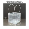 Borsa regalo quadrata trasparente con manici in tubo PE, dimensione 25x25x25cm. - XL Square Bag / 25x25x25cm