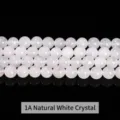 Sartas de cuentas redondas de cristal blanco natural de 8 mm para creación de joyas DIY - Cuarzo blanco natural grado 1A / 6mm (Aprox. 60 Pcs)