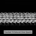 Cuentas de cristal blanco natural 7A talladas de 8mm para hacer joyas artesanales - Cuarzo Blanco Natural de 128 Caras Grado 7A / 6mm (Aprox. 60 Pcs)