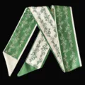 Elegant green floral patterned silk ribbon accessory for Mori style handmade baskets - Green Vine Floral Scarf
