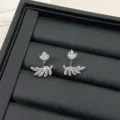 Exquisite Kristall-Blatt-Ohrjacken mit funkelnden Strasssteinen im edlen Marquise-Schliff - R5350 Zirkonia Blatt Ohrstecker