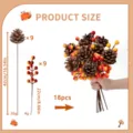 18pcs artificial pine cones and berries branch set for Thanksgiving fall harvest home decor - Set of 18 Pieces