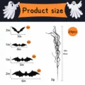 Halloween Glitzer Fledermaus Zweig Größentabelle mit Abmessungen und 24 Stück Set. - Set aus 24 Stk. Glitzerzweigen & 12 Stk. Fledermaus-Trockenzweigen