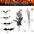 Halloween Simulation Glitzer Fledermaus Zweig Set Größentabelle mit detaillierten Maßen - Set aus 24 Stk. Glitzerblumen & 12 Stk. Fledermaus-Trockenzweigen