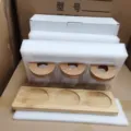 Ensemble de vase hydroponique en verre avec base en bois et bouchon en liège pour plantes vertes. - Ensemble de plateaux carrés 8*8 pour trois bouteilles