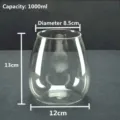 Florero de vidrio transparente en forma de huevo de 1000ml, 13cm altura, boca 8,5cm - Estilo Grande (Sin Tapa)