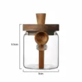 Pot de stockage en verre transparent avec couvercle en bois d'acacia et cuillère, rangement cuisine. - Petite Taille 400ML
