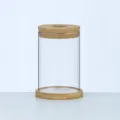 Terrarium in vetro trasparente con base in legno e tappo in sughero per piante idroponiche e arredo - 6,5 cm * 10 cm con tappo in sughero perforato + vassoio in bambù
