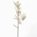 Detailed macro view of 37cm shimmering silver glitter artificial bamboo leaf stem - White