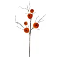 Detail view of artificial pumpkin branch with five small orange velvet pumpkins - Pumpkin Style / 50.5cm / Orange
