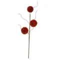 Decorative autumn harvest branch with three orange velvet pumpkins for Halloween table decor - Pumpkin Style / 50cm / Brown