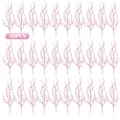 Trente pièces de pics floraux artificiels rose pailleté pour décoration de sapin - 30 Pièces/Paquet / Rose