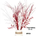 Close-up of 6pcs red and white glitter curly branches for Christmas tree decoration - 6Pcs/Set / Red & White Mixed