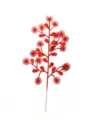 Detailed view of red glitter artificial baby breath branch for Christmas home decor. - Red