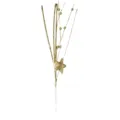 Vista detallada de una rama decorativa dorada brillante con estrellas y cuentas redondas - 42 cm / Dorado