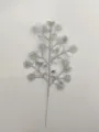 Silver glitter artificial Christmas floral branch, sparkly starburst decor stem for home DIY crafts. - Silver