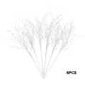 Set of 6 white glittery curly Christmas branches for tree decoration and DIY crafts. - 6Pcs/Set / White