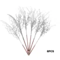 Set of 6 silver glitter curly Christmas decorative branches for festive tree arrangements - 6Pcs/Set / Silver