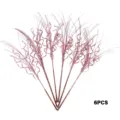 Set of 6 glittery rose gold Christmas decorative stems for tree and vase arrangements - 6Pcs/Set / Pink