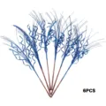 Close-up macro view of six vibrant blue glitter curly ribbon picks for Christmas tree decor - 6Pcs/Set / Black