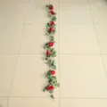 Artificial rose flower vine for home decor, faux floral garland for room and pipe decoration. - 180cm / Burgundy