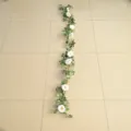 Artificial rose flower vine eucalyptus garland for home decor and pipe covering decoration - 180cm / White