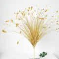 Close-up of gold glitter artificial peacock grass for elegant wedding floral decorations - Gold 70cm