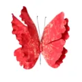 Detailansicht eines 3D-Schmetterlingsornaments mit rotem Marmormuster für Hochzeiten - Schmetterling-Design / Verlauf Rot