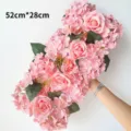 Arrangement de fleurs artificielles roses deco mariage roses hortensias 52x28cm - Coffret Cadeau Rose 1