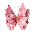 Detailansicht eines rot-weiß marmorierten 3D-Schmetterlings für die Hochzeitsdekoration - Schmetterling-Design / Marmormuster Rot