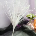 Elegant white glittering artificial peacock grass stems for wedding floral decor - 70cm Length / White