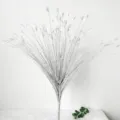 Silver glitter artificial onion grass branch for elegant wedding and home decoration - Silver