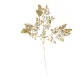 Detailed view of 3-fork golden glitter simulation bamboo leaf branch Christmas decor - Gold