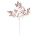 Close-up of artificial 3-prong rose gold glitter bamboo leaf branch for decoration - Rose Gold