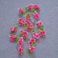 Liane de fleurs de cerisier roses artificielles avec feuilles vertes pour décoration - Rose rosé