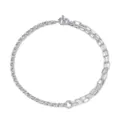 Detail view of a vintage silver-colored necklace featuring a mixed chain design. - Silver Necklace